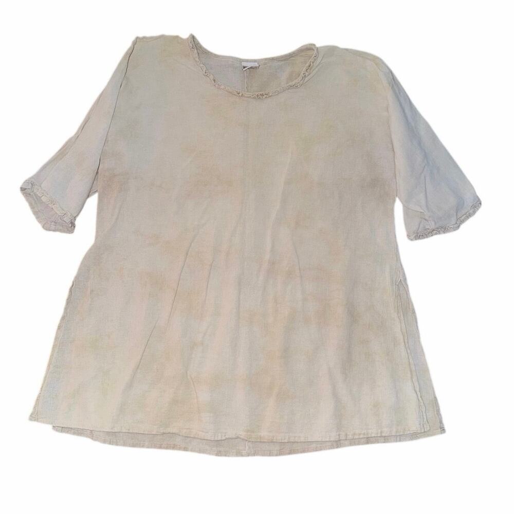 Oh my gauze! subtle tiedye cream tunic blouse 100% cotton USA made plus size XXL